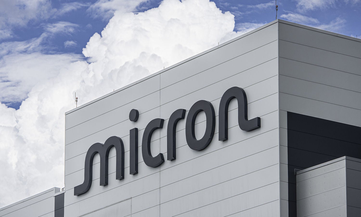 Micron logo on manassas building